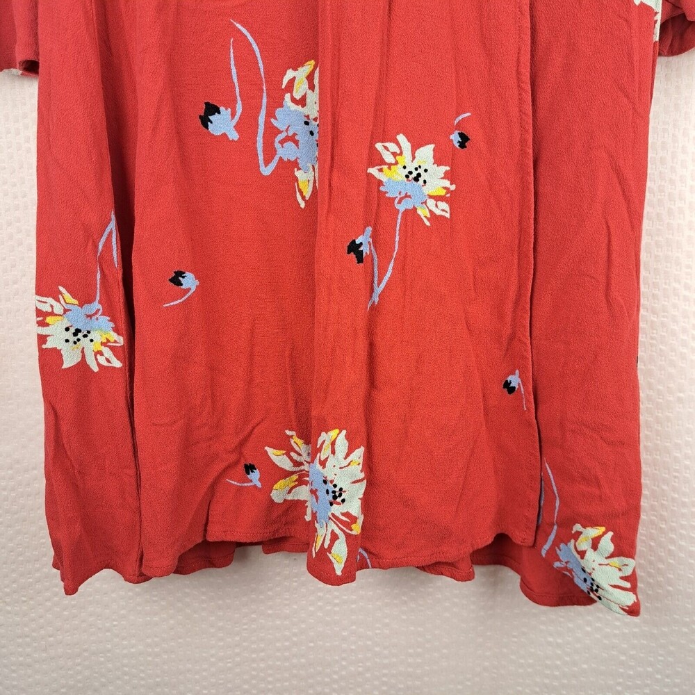Free People Red Time On My Side S Wrap Mini Dress 3/4 Sleeve Buttons 100% Rayon - Picture 7 of 16